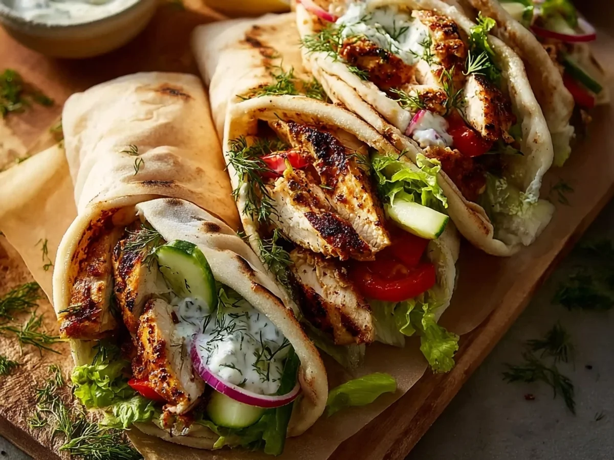 Authentic Greek Chicken Gyros Recipe with Tangy Tzatziki - Image 1