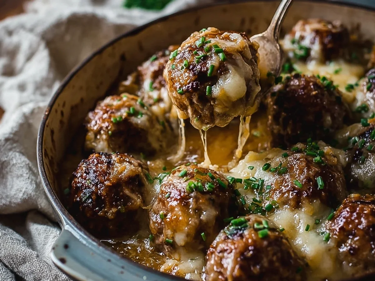 Cheesy French Onion Meatballs: Skillet Comfort - Image 1