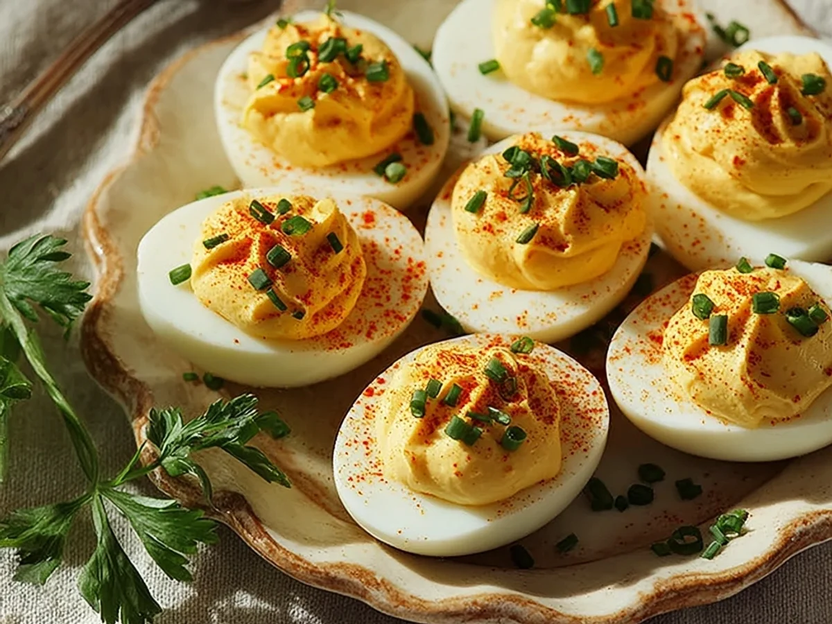 Classic Deviled Eggs: A Tangy, Creamy Appetizer - Image 1