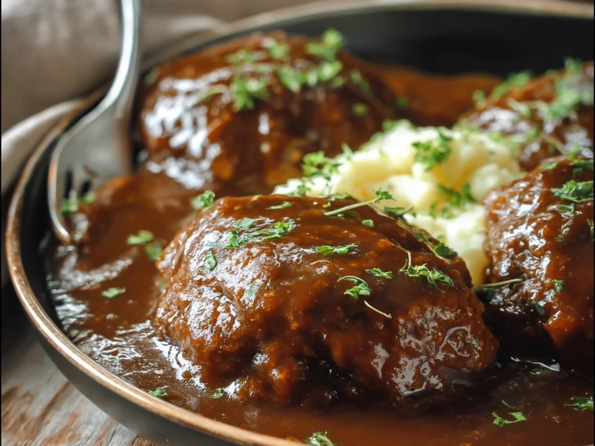 Classic Salisbury Steak: Tender Beef, Mushroom Gravy - Image 2