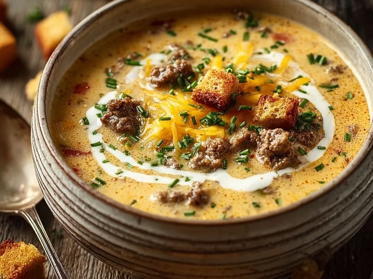 Creamy Cheeseburger Soup Recipe: Hearty Comfort - Image 1