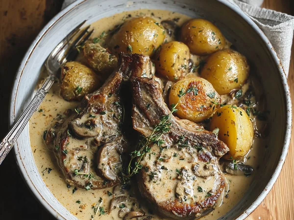 Creamy Garlic Lamb Chops with Potatoes: Easy Crockpot Dinner - Image 1