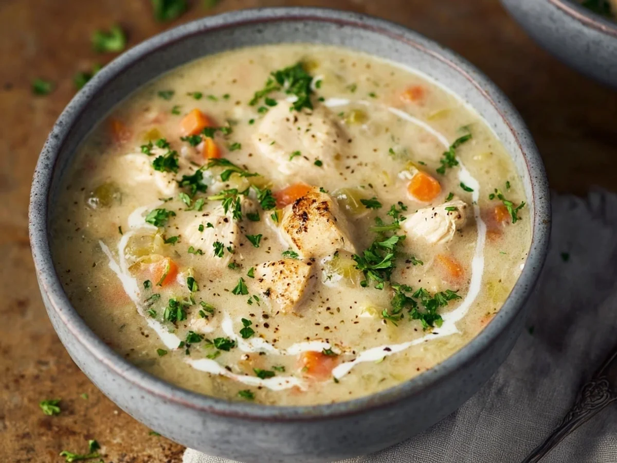 Creamy Healthy Chicken Pot Pie Soup, Lighter Style - Image 1