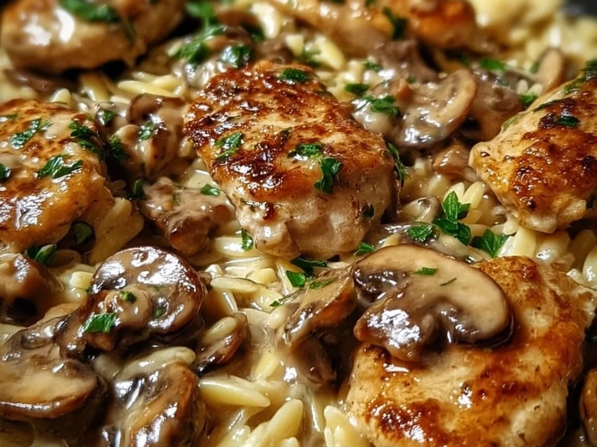 Creamy Mushroom Chicken Orzo: Quick Weeknight Meal - Image 1