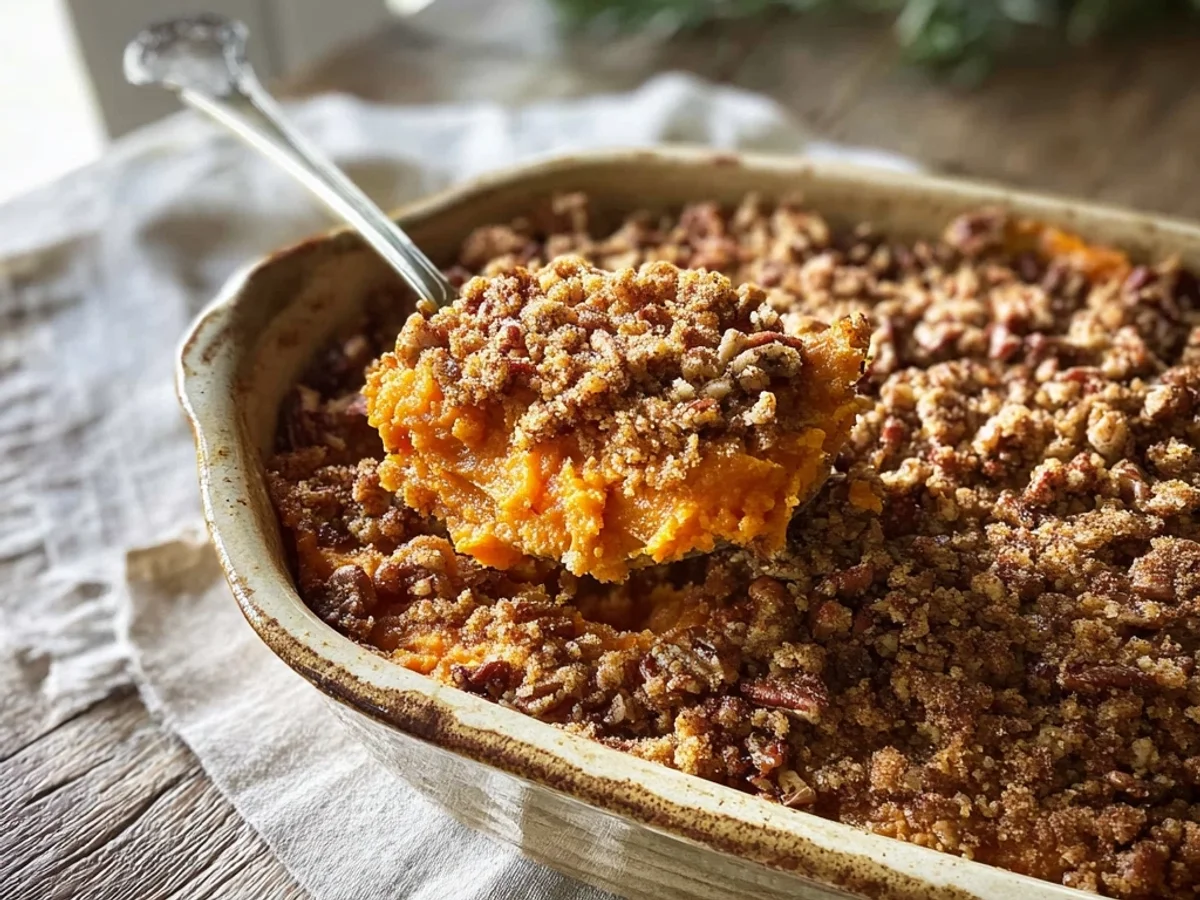 Creamy Sweet Potato Casserole with Crunchy Pecan Topping - Image 1