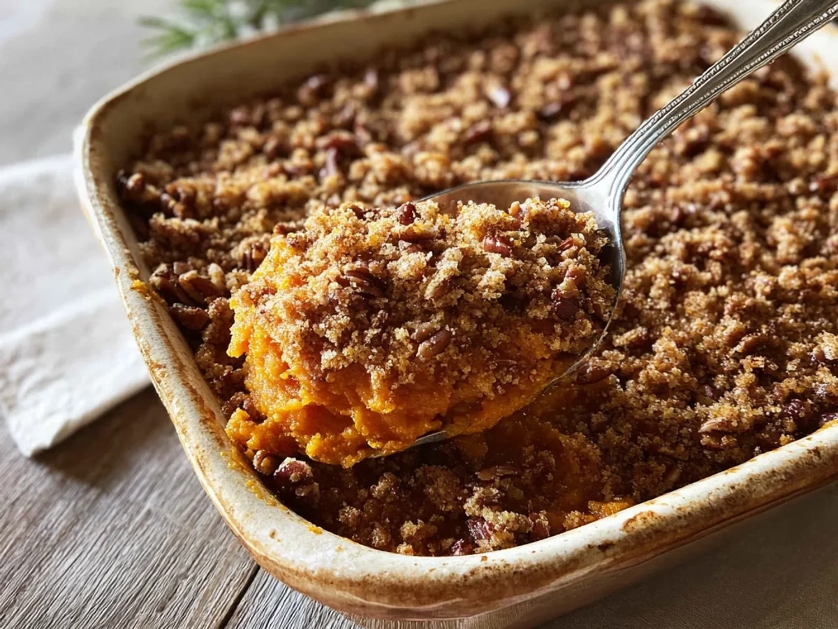 Creamy Sweet Potato Casserole with Crunchy Pecan Topping - Image 2