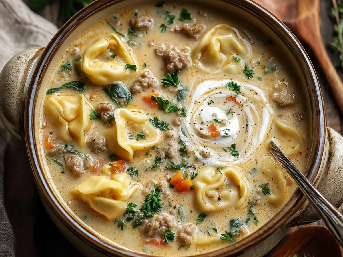 Creamy Turkey Sausage Tortellini Soup: Slow Cooker Magic - Image 1