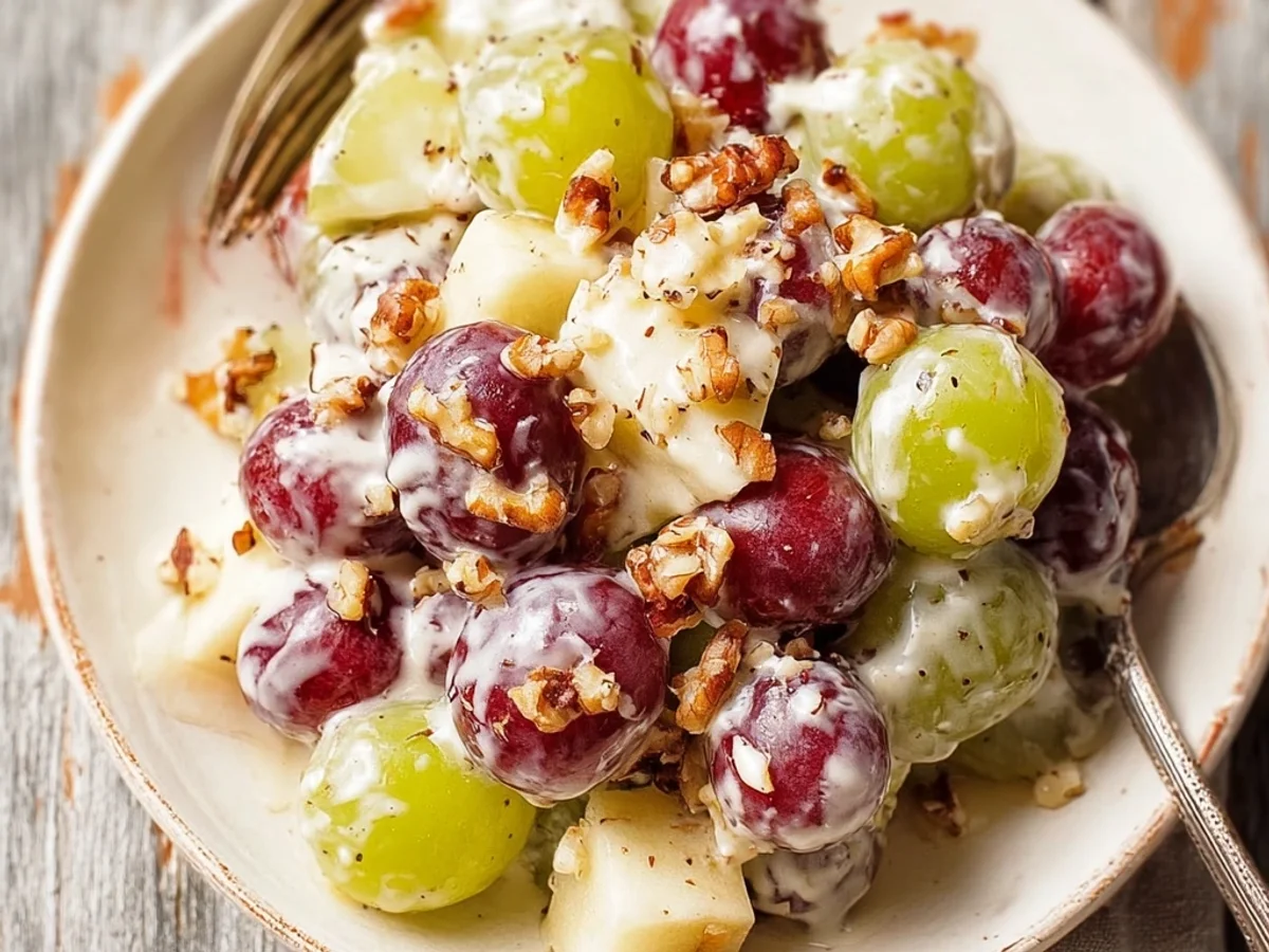 Creamy Vanilla Grape Apple Salad: A Refreshing Bowl - Image 1