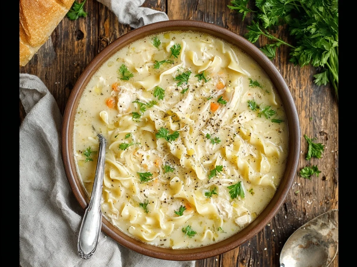 Crockpot Creamy Chicken Noodle Soup for Soulful Comfort - Image 1
