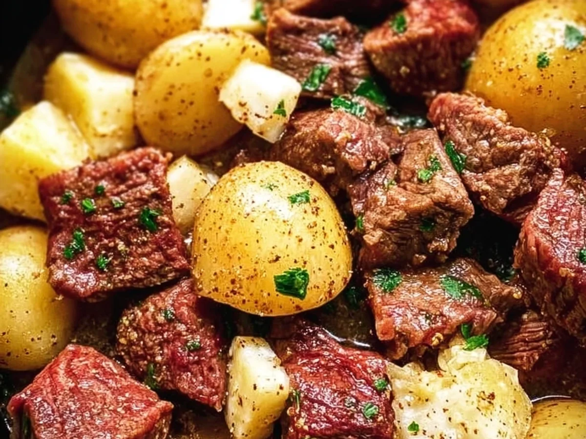 Crockpot Garlic Butter Beef Bites with Potatoes: Easy Dinner - Image 1