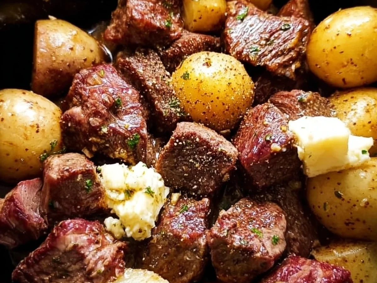 Crockpot Garlic Butter Beef Bites with Potatoes: Easy Dinner - Image 2