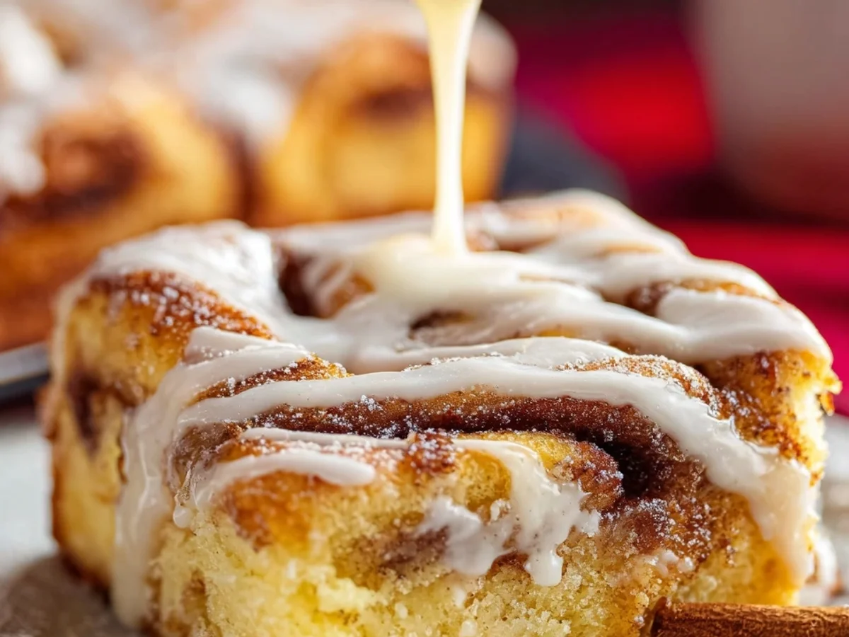 Easy Cinnamon Roll Cake with Creamy Vanilla Icing - Image 1