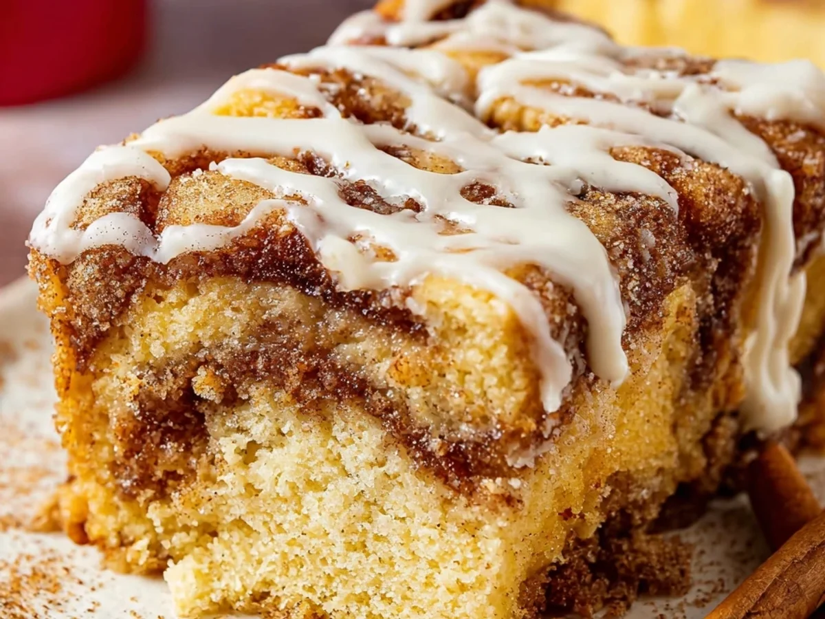 Easy Cinnamon Roll Cake with Creamy Vanilla Icing - Image 2