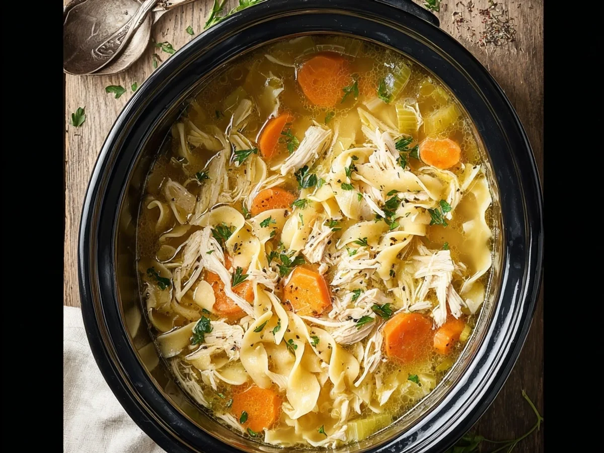 Easy Crockpot Chicken Noodle Soup: Tender & Hearty - Image 1