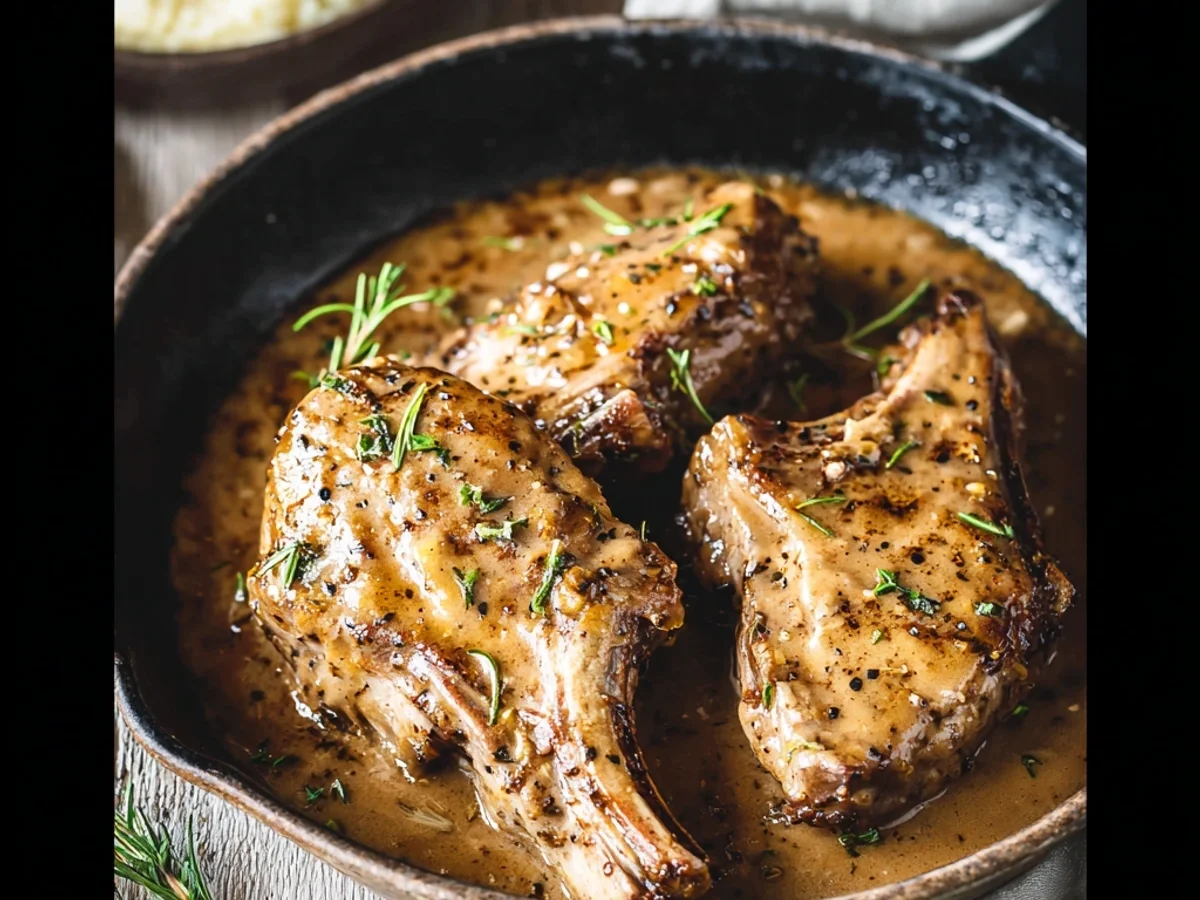 Flavorful Smothered Lamb Chops with Herb Gravy - Image 1