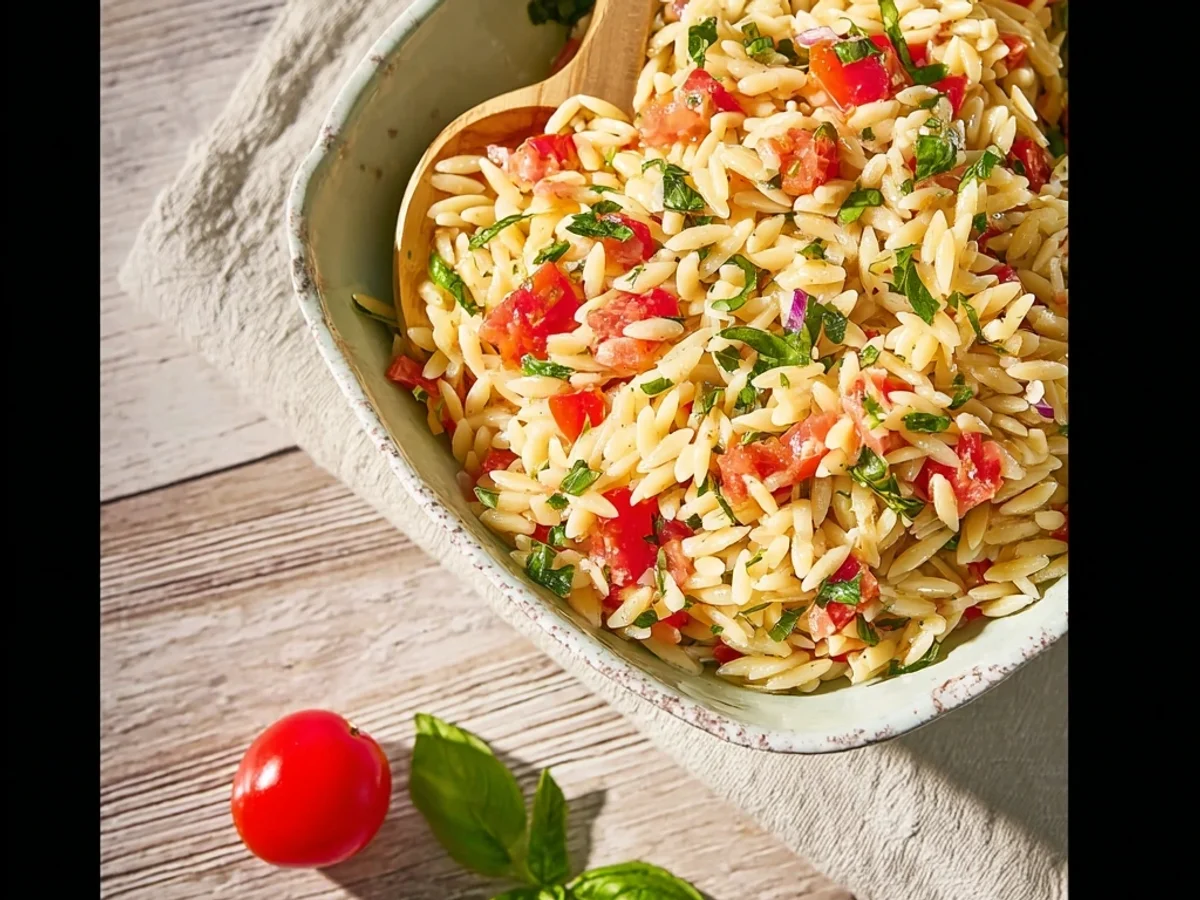 Fresh Bruschetta Orzo Salad: Summer's Tangy Delight - Image 1