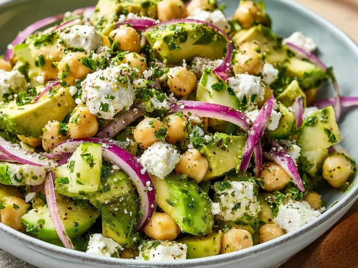 Fresh Chickpea Feta Avocado Salad: My Quick Summer Bowl - Image 1