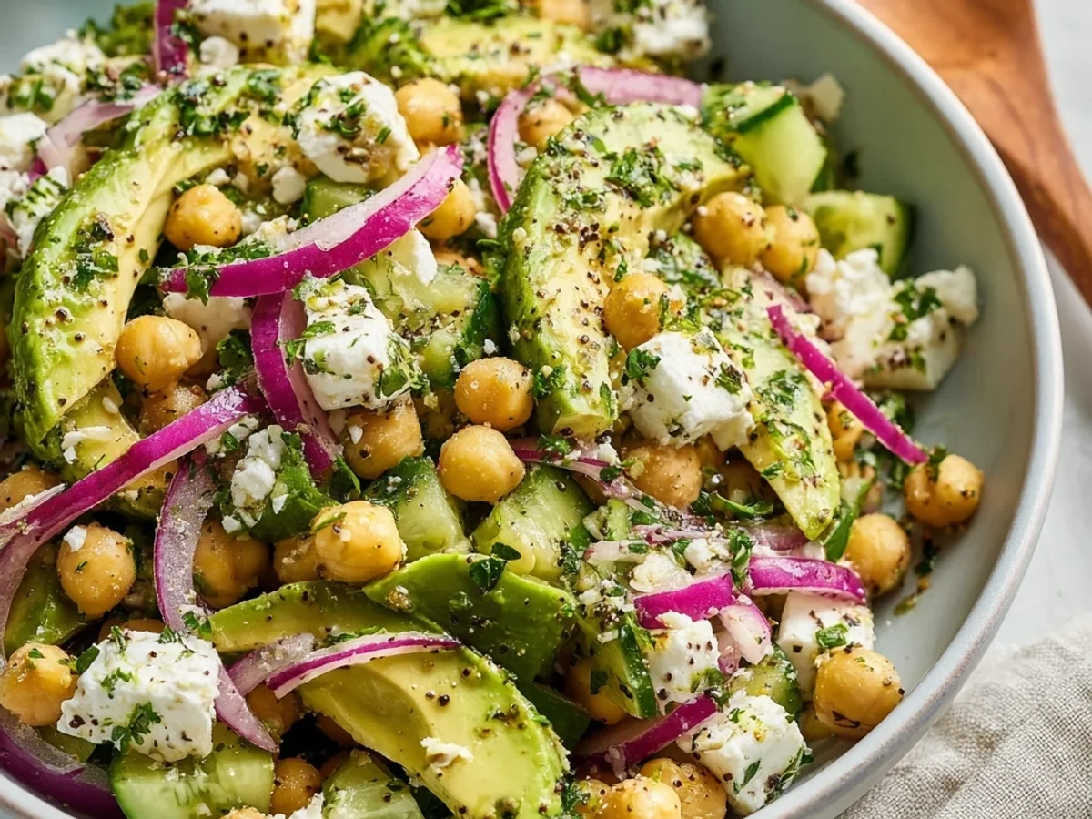 Fresh Chickpea Feta Avocado Salad: My Quick Summer Bowl - Image 2