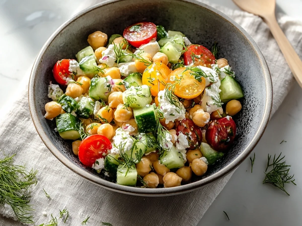 Fresh Cottage Cheese and Chickpeas Salad: Quick Lunch - Image 1