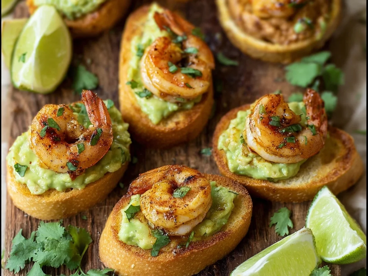 Fresh Garlic Shrimp & Avocado Crostini Bites - Image 1