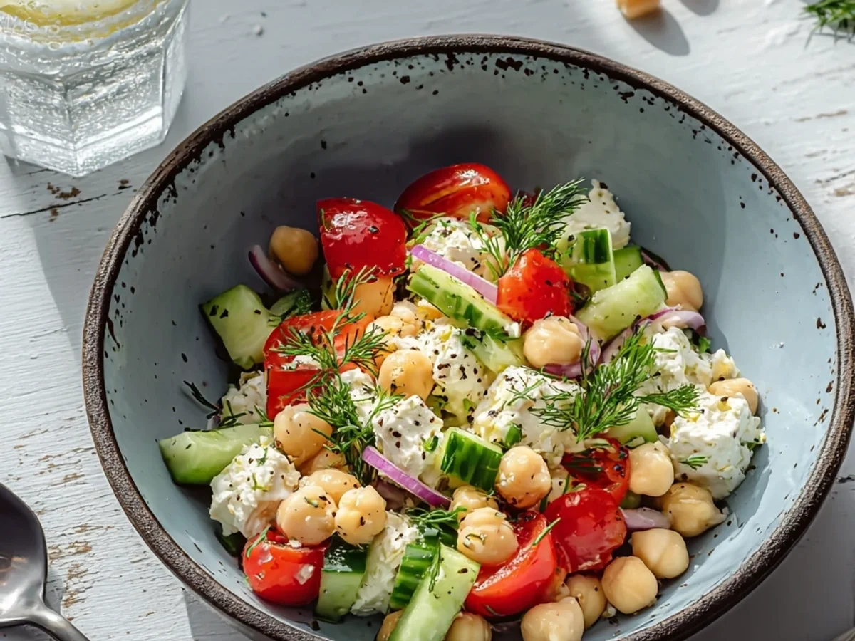Fresh Healthy Cottage Cheese & Chickpeas Salad: Zesty Lunch - Image 1