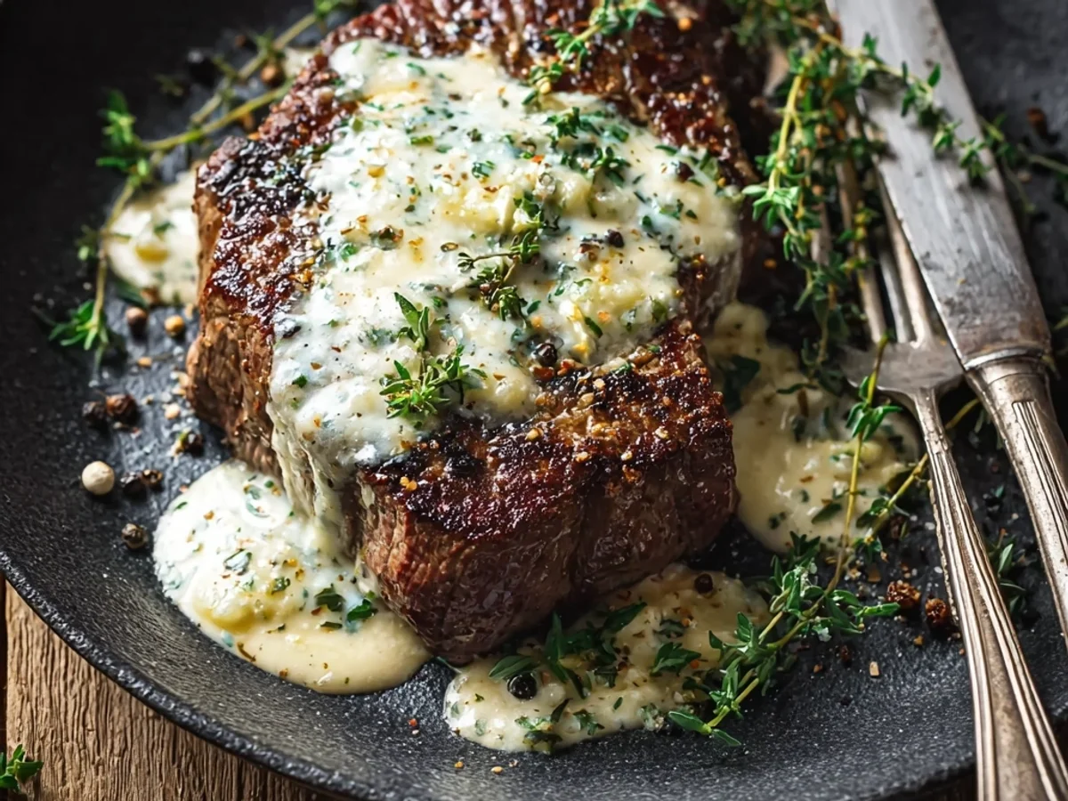 Garlic Butter Steak with Creamy Parmesan: Quick Dinner - Image 1