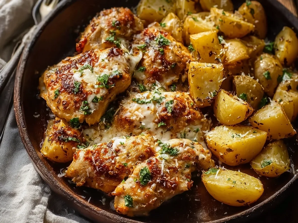 Garlic Parmesan Chicken & Potatoes: Crispy Roasted - Image 1