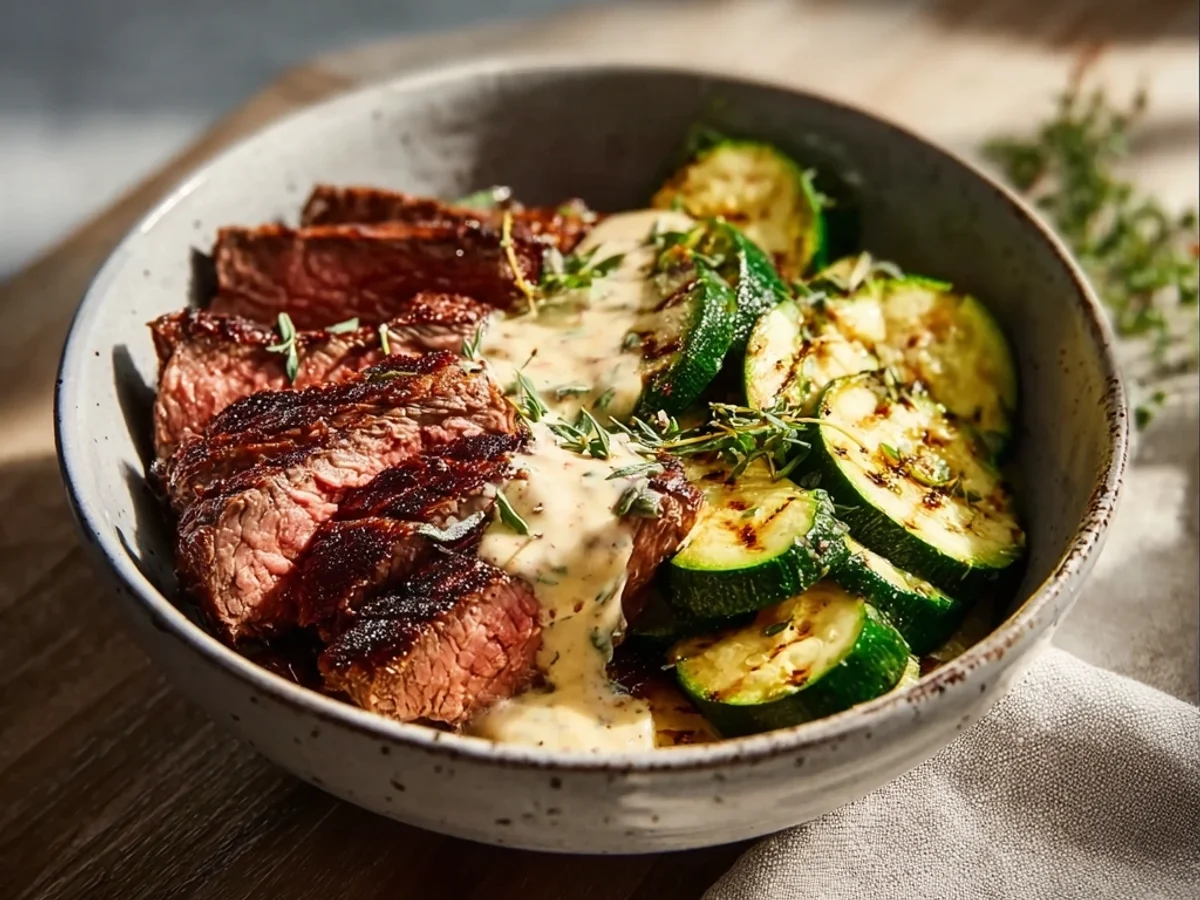 Grilled Steak Bowl with Zucchini & Creamy Sauce - Image 2