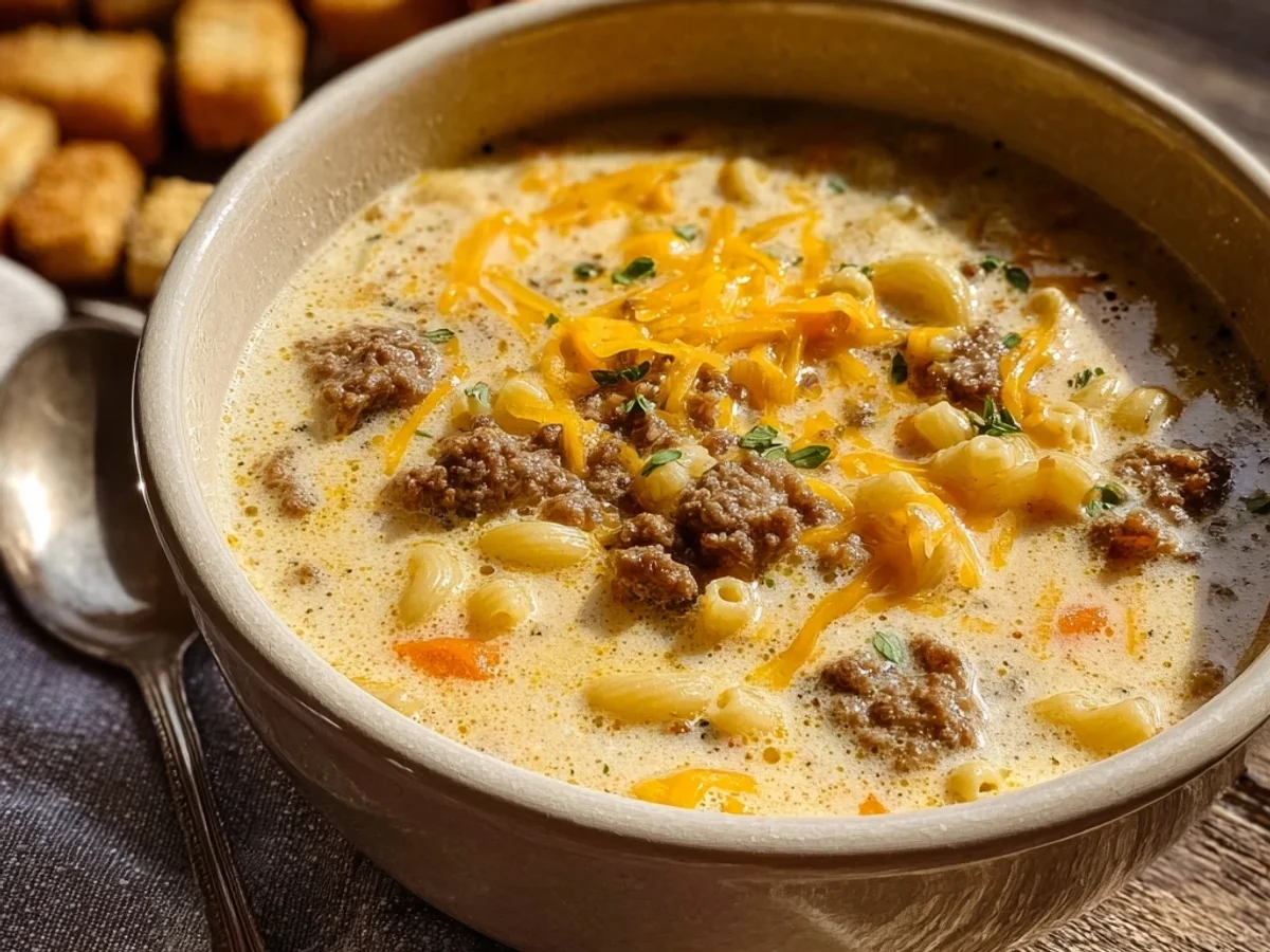 Hearty Cheeseburger Macaroni Soup: Weeknight Comfort - Image 1