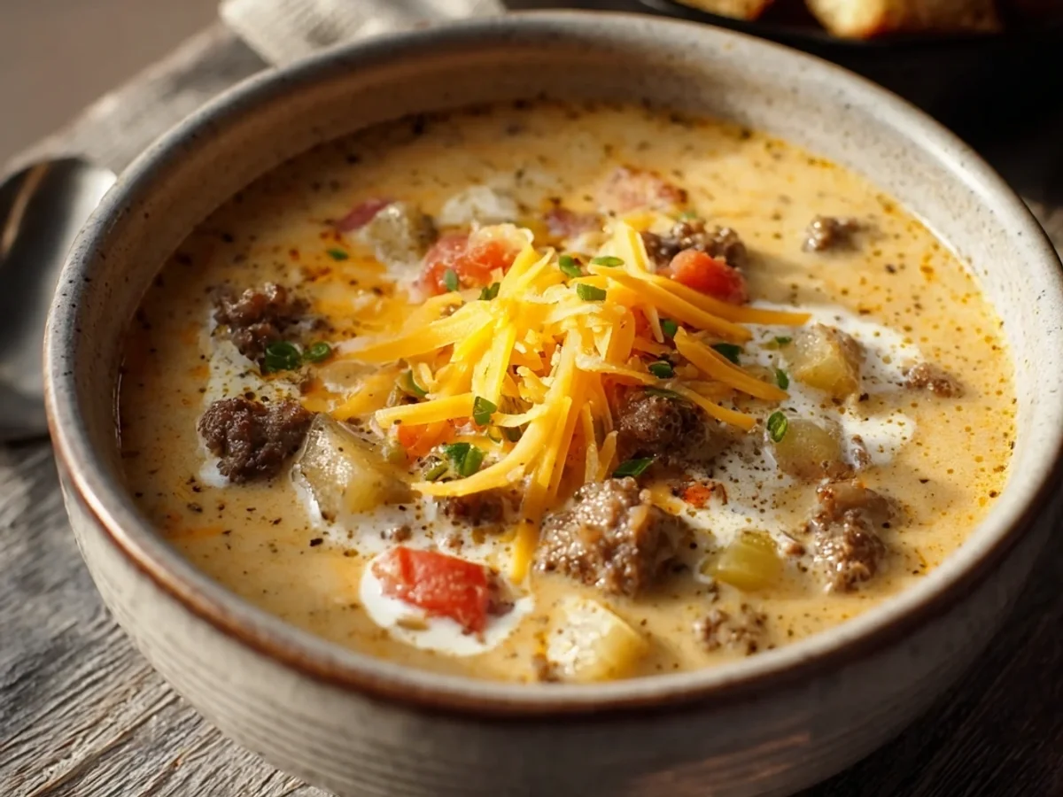 Hearty Cheeseburger Soup: Creamy & Satisfying - Image 1