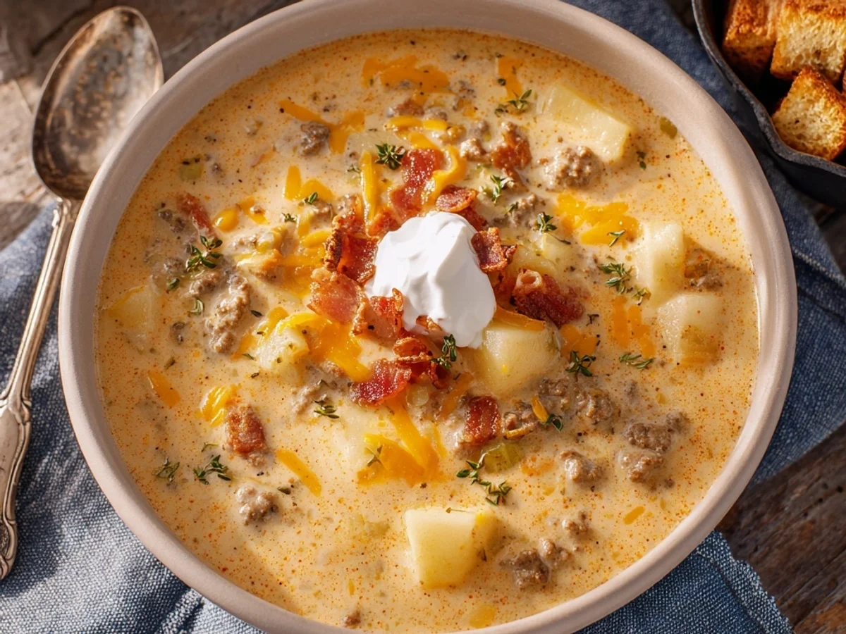 Hearty Cheeseburger Soup: Creamy, Savory & Quick - Image 1