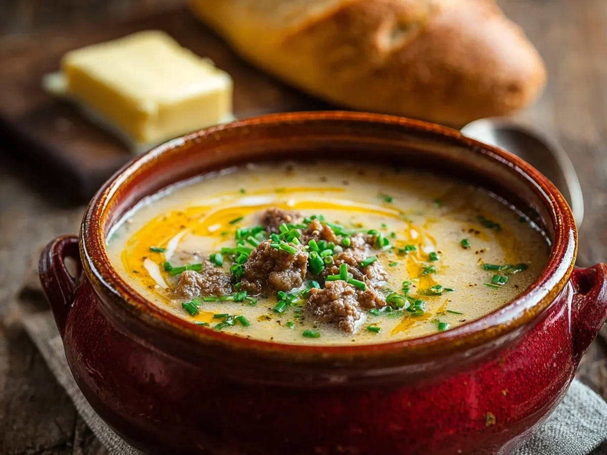 Hearty Cheesy Beef and Potato Soup for a Warm Evening - Image 2