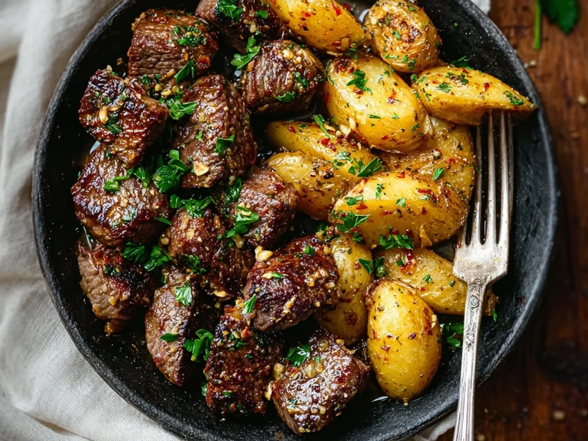 Hearty Garlic Steak Bites and Potatoes Skillet - Image 1
