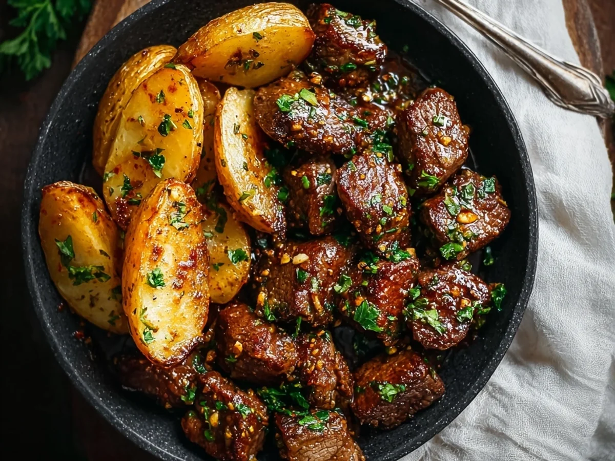 Hearty Garlic Steak Bites and Potatoes Skillet - Image 2
