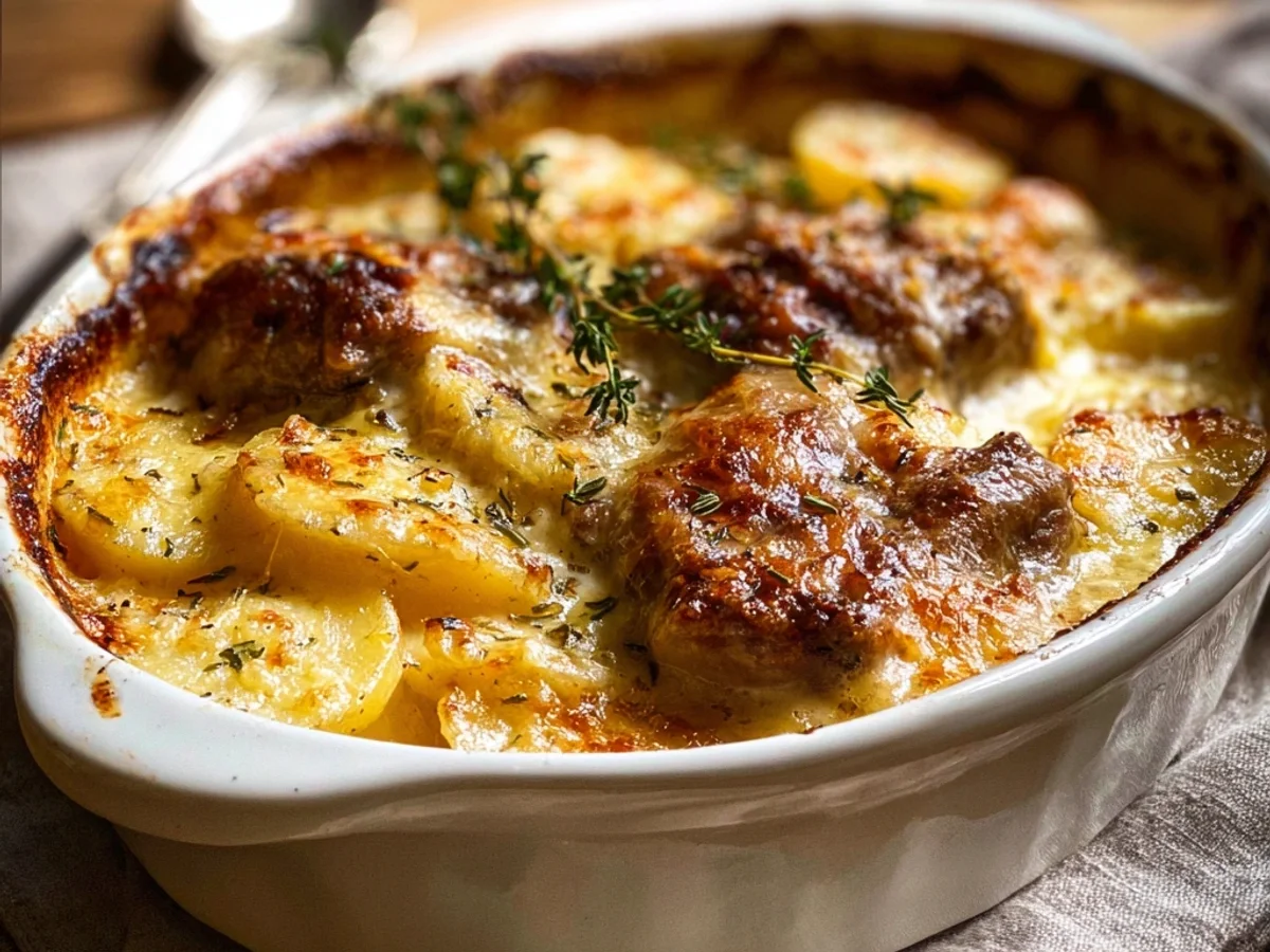 Hearty Lamb Chop Scalloped Potato Casserole Bake - Image 1