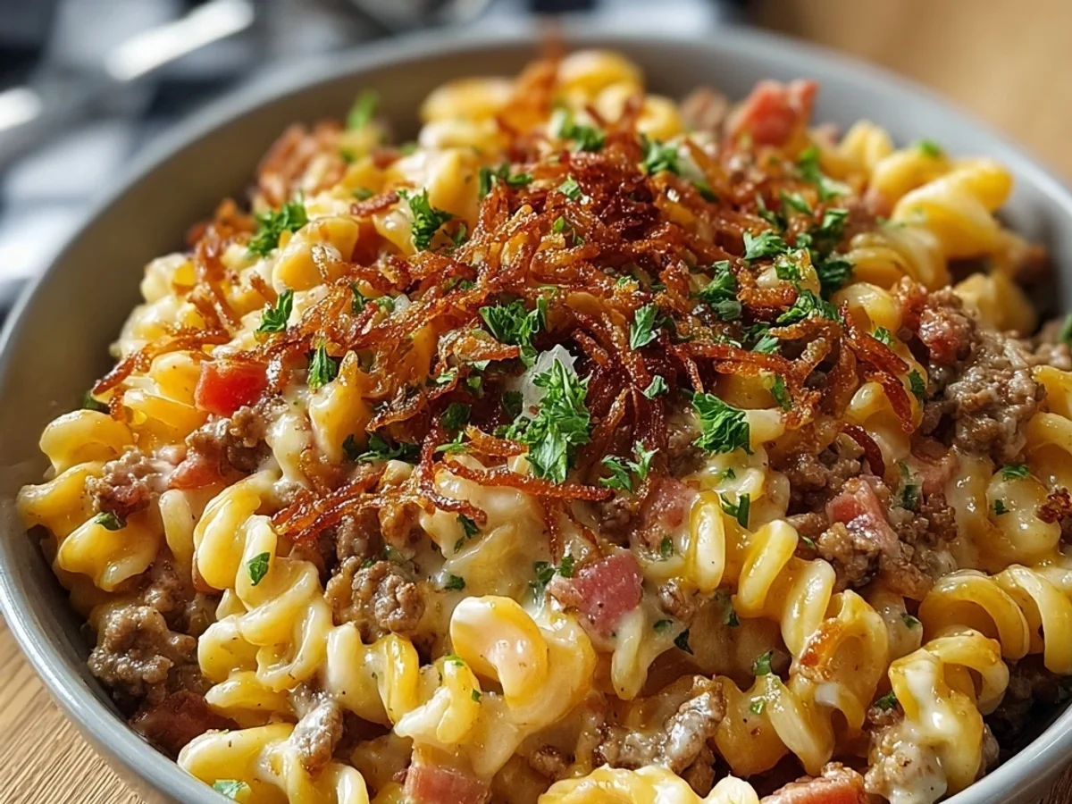 Hearty Loaded Turkey Ham Cheeseburger Pasta - Image 2