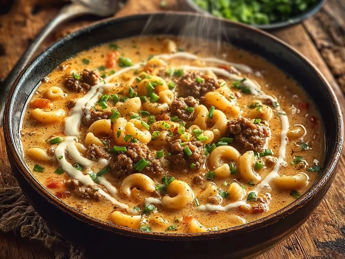 Hearty Macaroni Cheeseburger Soup: A One-Pot Wonder - Image 1