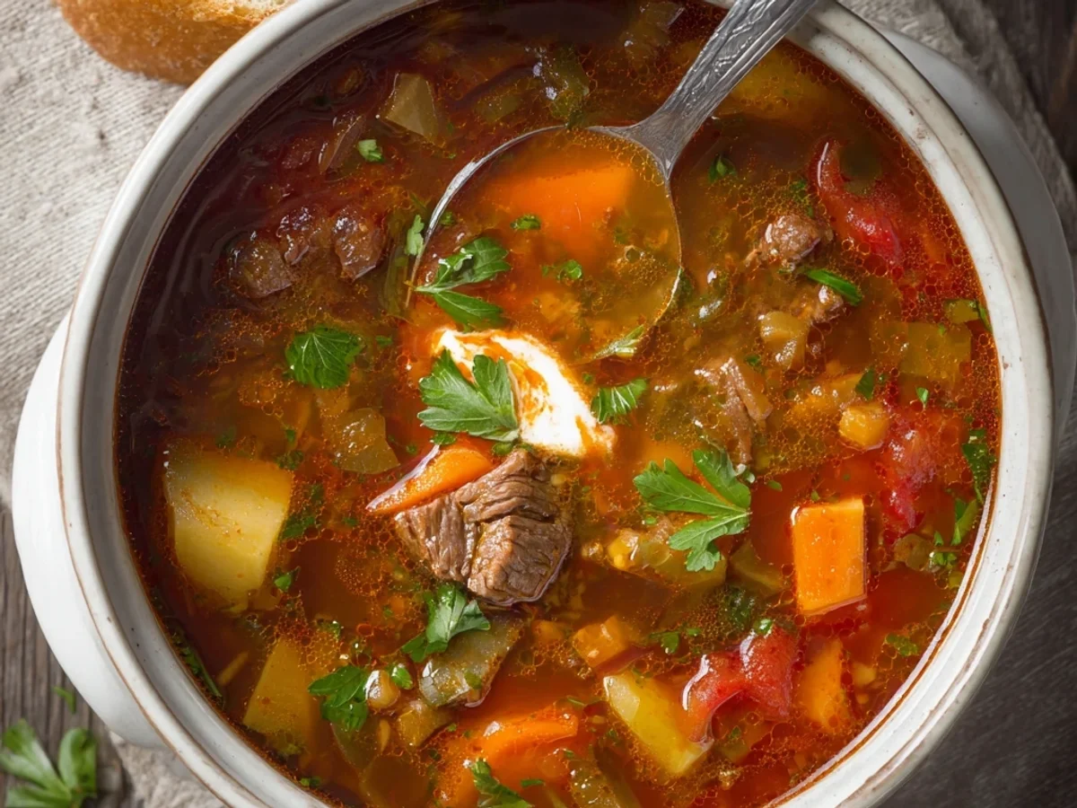 Hearty Vegetable Beef Soup Recipe: Rustic Comfort - Image 1