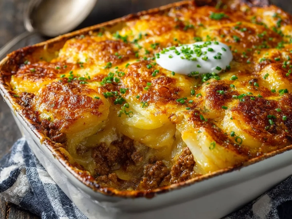 Homestyle Cheesy Hamburger Potato Casserole Bake - Image 2