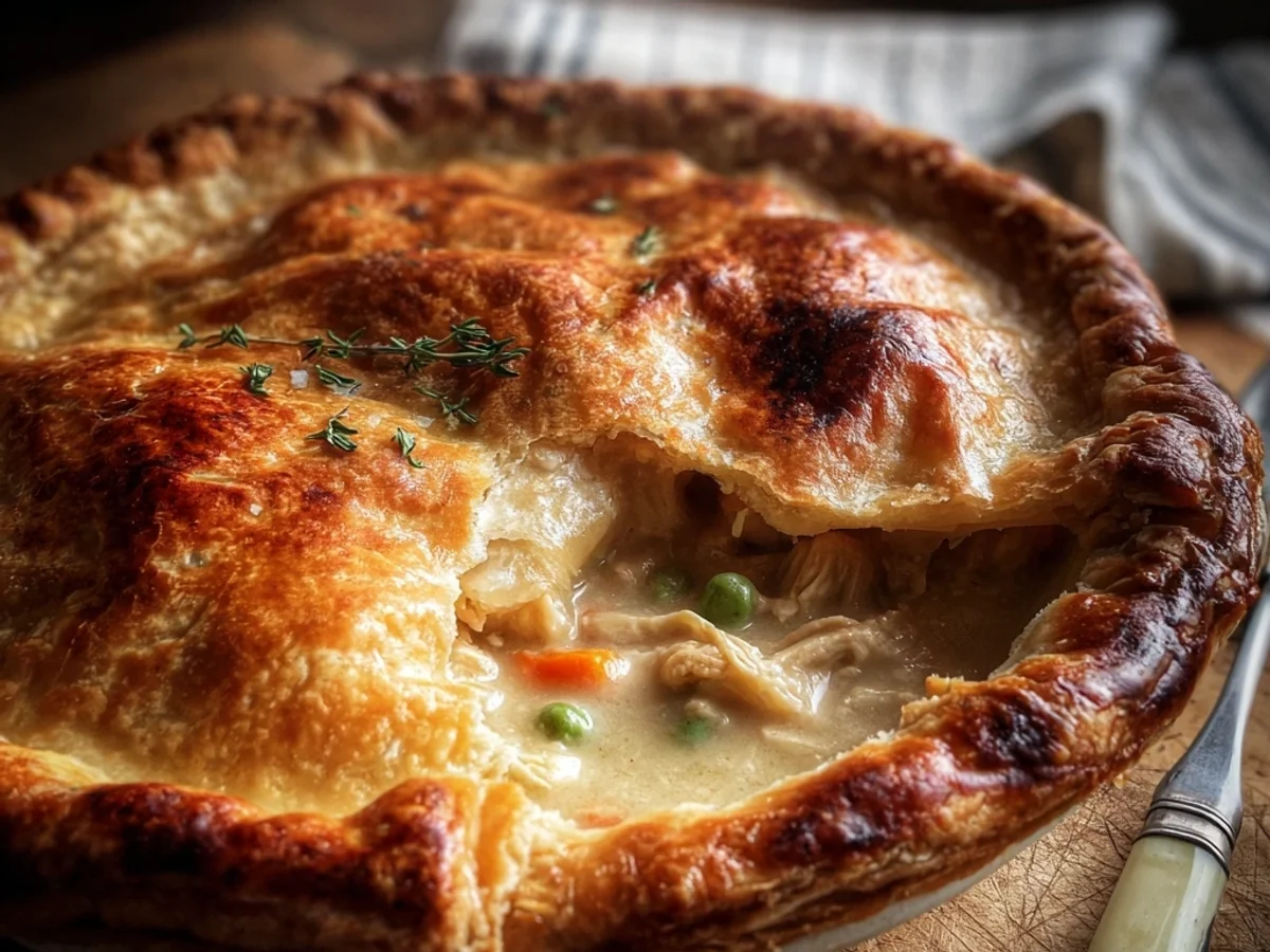 Homestyle Chicken Pot Pie: Flaky Crust, Creamy Filling - Image 1