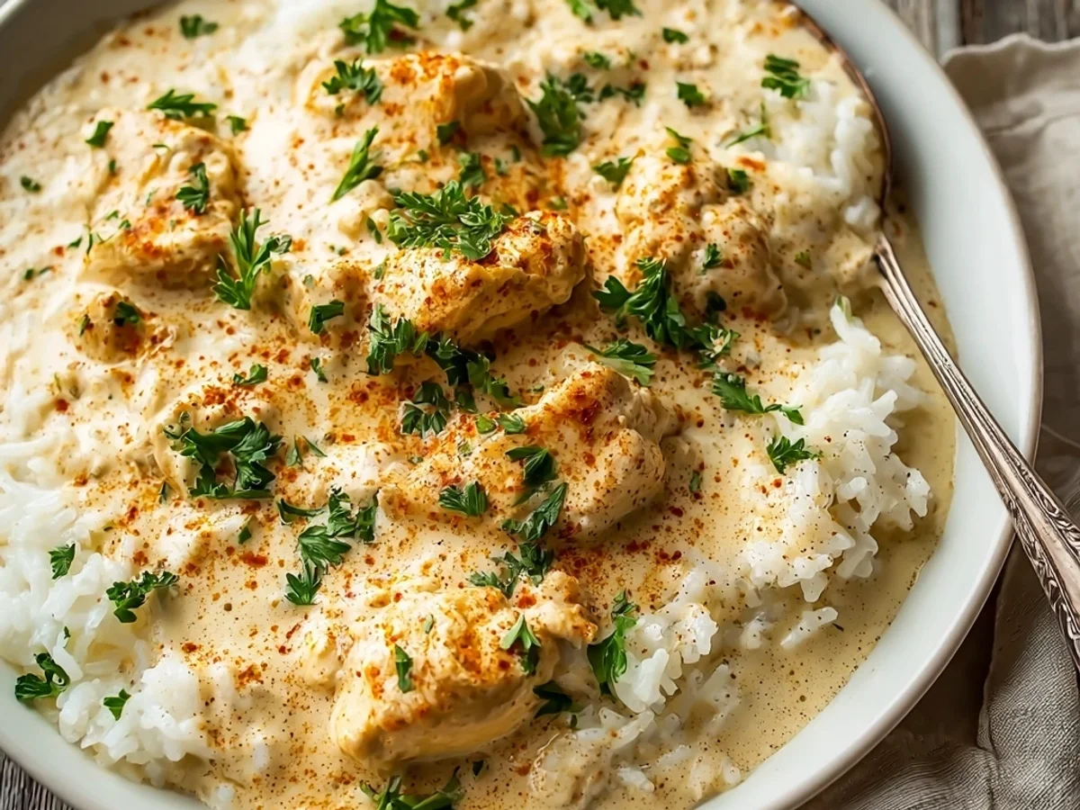 Homestyle Creamy Smothered Chicken and Rice - Image 1