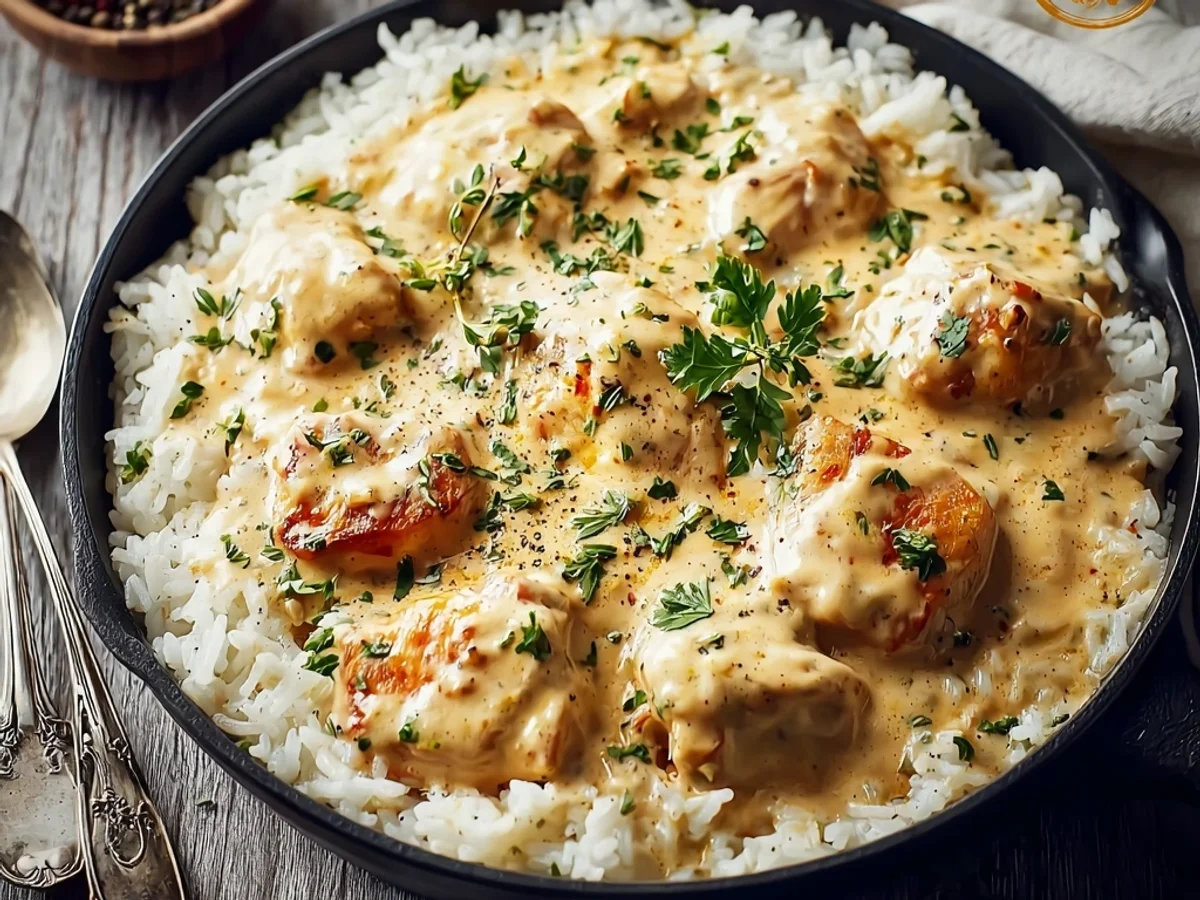 Homestyle Creamy Smothered Chicken and Rice Recipe - Image 1