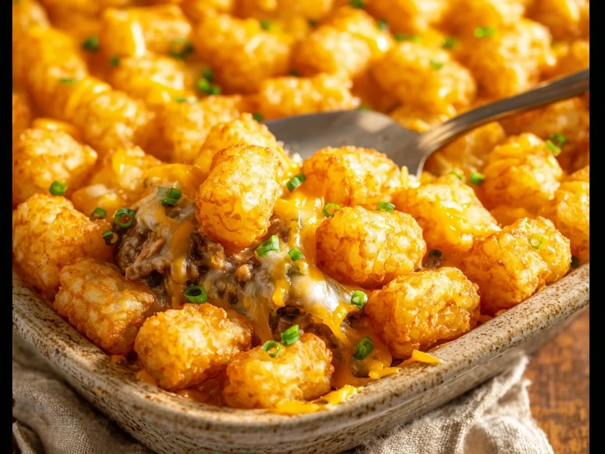 Homestyle Tater Tot Casserole Recipe: Cheesy Dinner Magic - Image 1