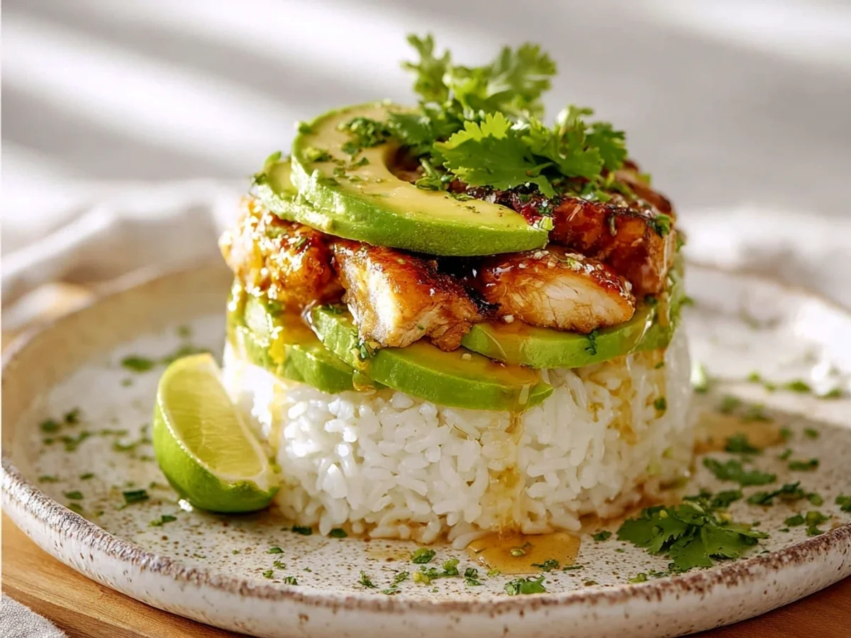 Honey Lime Chicken Avocado Rice Stack: A Zesty Dinner Idea - Image 1
