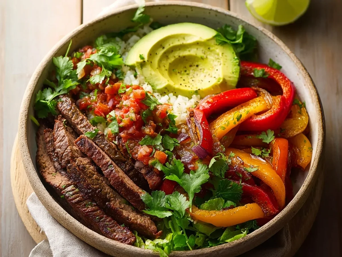 Low Carb Steak Fajita Bowl: Sizzling Skillet Dinner - Image 1