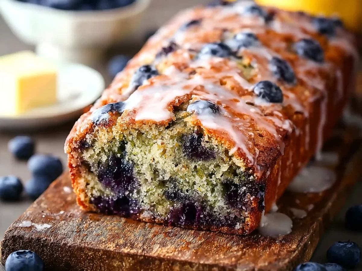 Moist Blueberry Zucchini Bread with Zesty Lemon Glaze - Image 1