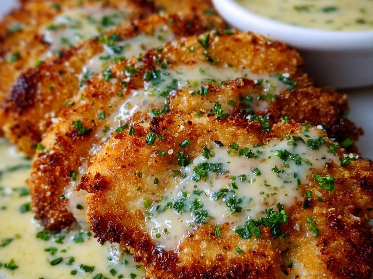 Parmesan Crusted Chicken with Creamy Garlic Sauce - Image 1