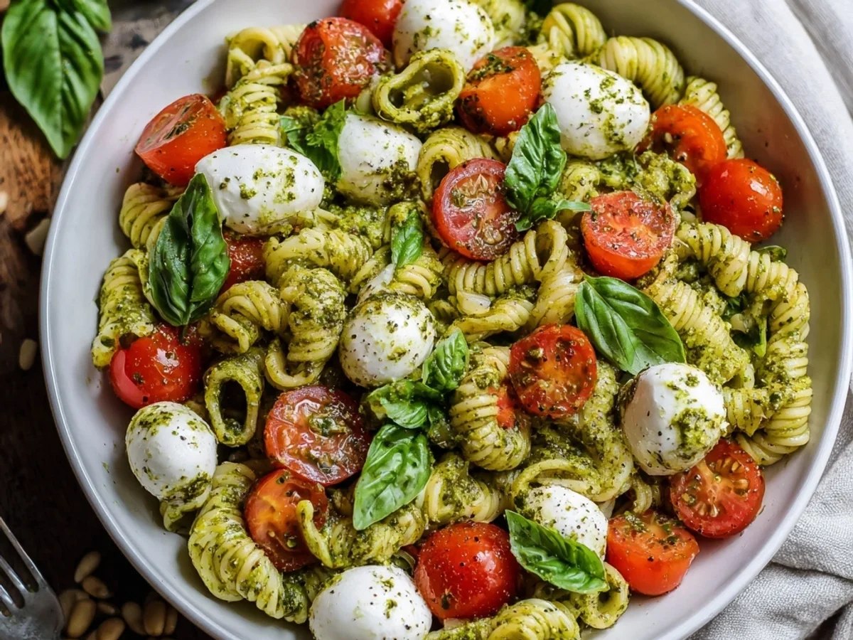 Pesto Caprese Pasta Salad: Zesty & Effortless Summer Dish - Image 1