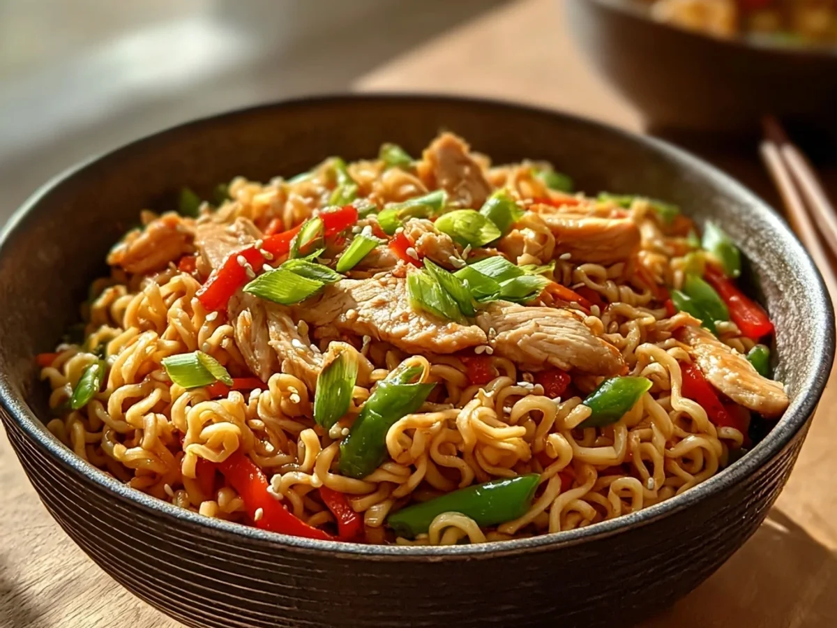 Quick Chicken Ramen Stir Fry: Savory Noodle Skillet - Image 2