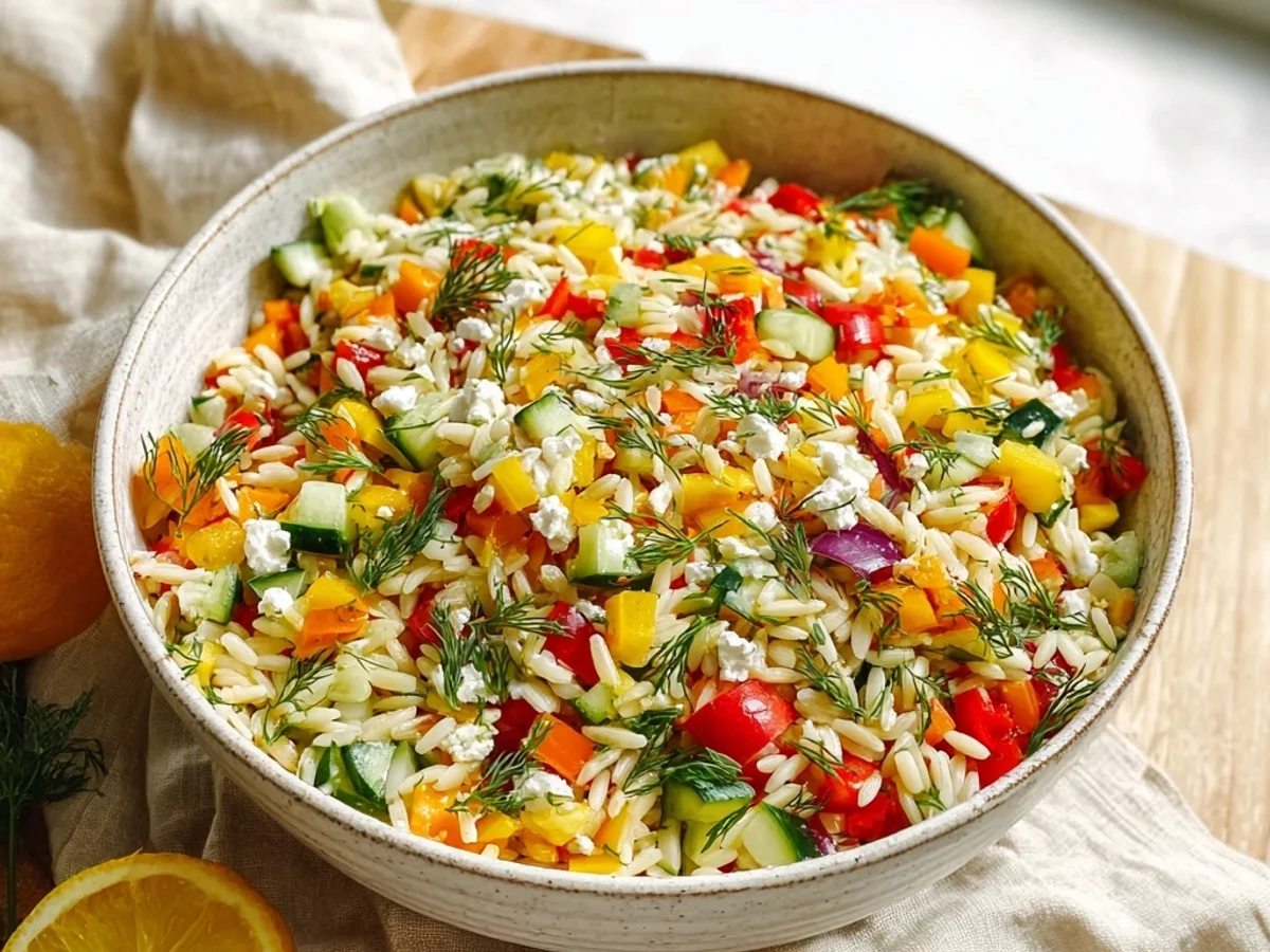 Rainbow Orzo Salad: Fresh, Tangy, & Colorful Pasta Delight - Image 1